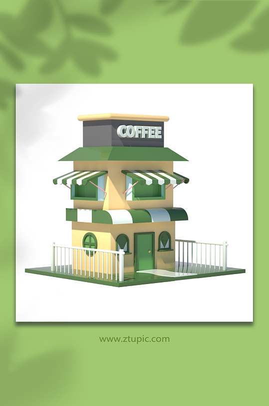 咖啡店建筑商店c4d小场景模型