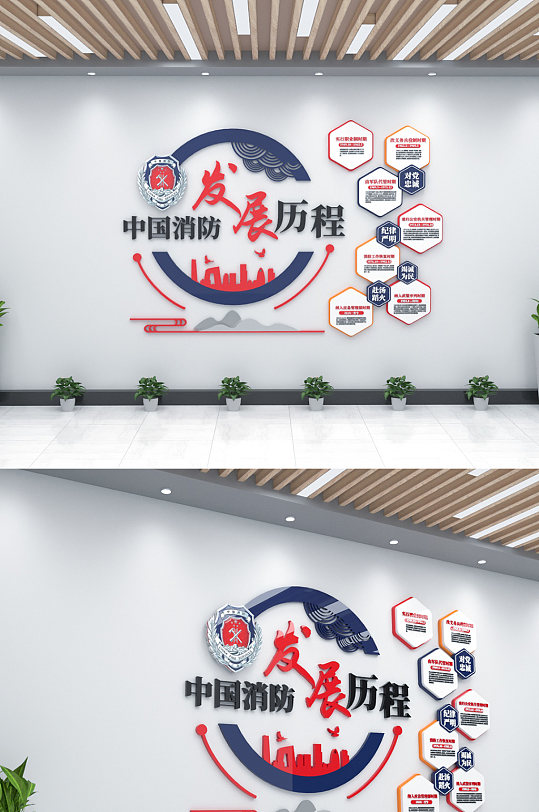 中国消防发展历程文化墙
