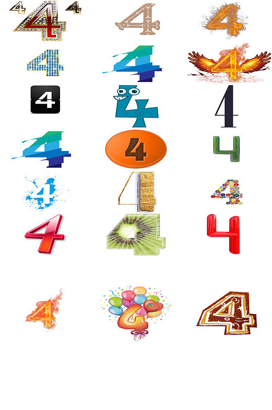 4周年庆数字艺术字设计素材