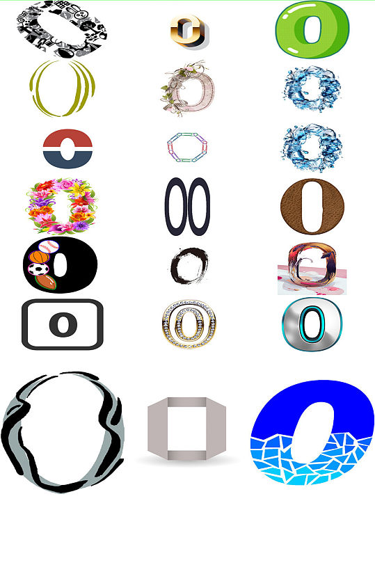 阿拉伯数字0创意设计素材