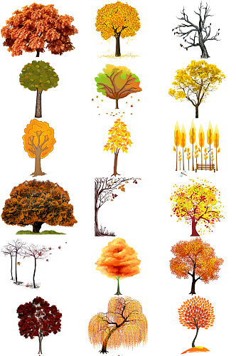 秋天树木免抠PNG透明图片素材
