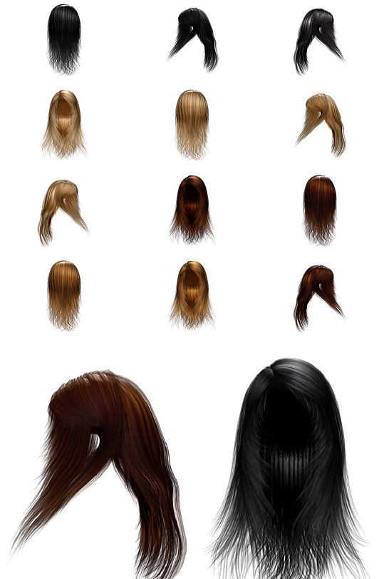 女人头发发型免抠PNG透明图片素材