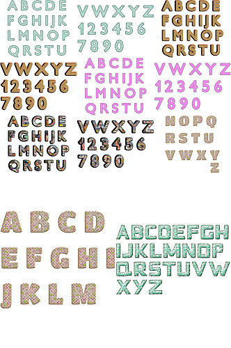 花样装饰字母数字免抠PNG透明图片