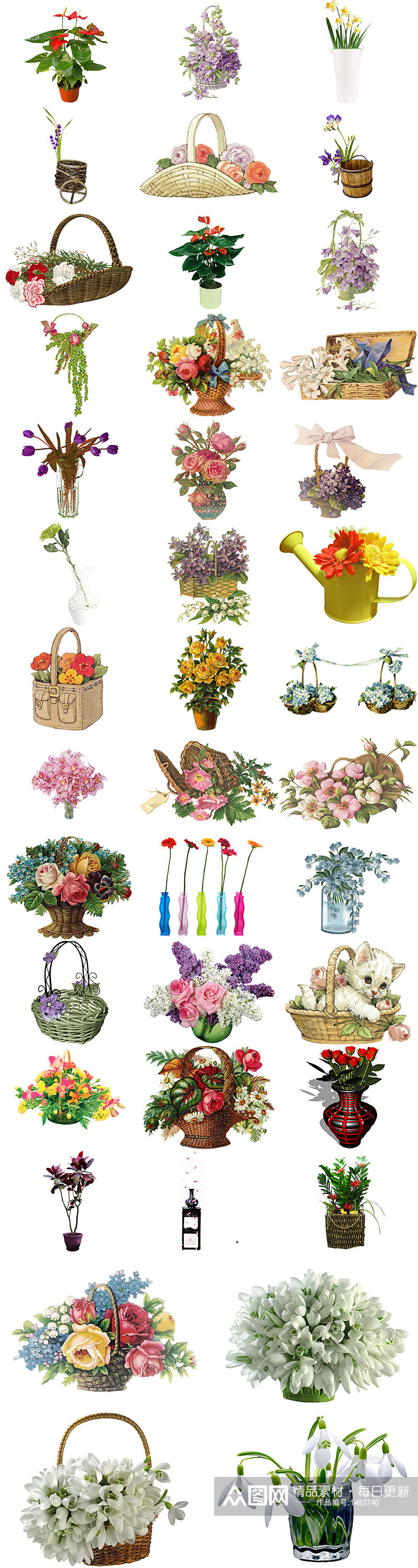 花篮素材花瓶素材花盆素材免抠透明图片素材
