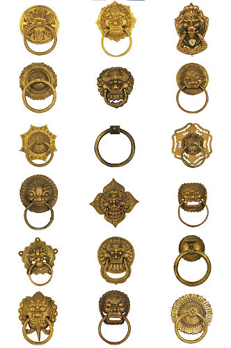 古典铜门环免抠PNG透明图片素材