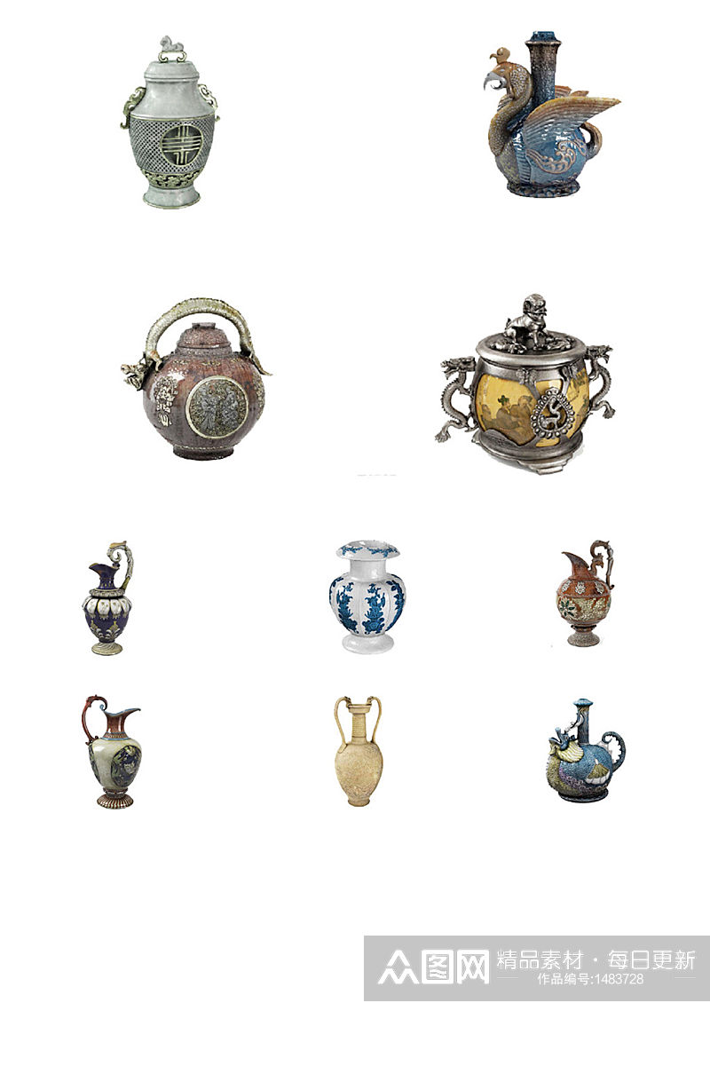 古典器皿文物免抠PNG透明图片素材素材