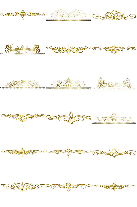 各种长条金色花纹素材免抠png透明