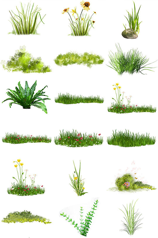 多种草丛免抠png透明图片素材