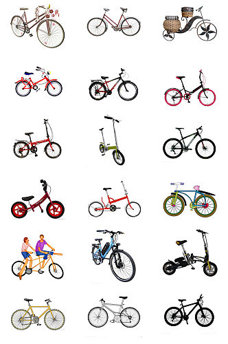 多款自行车单车免抠PNG透明图片素材