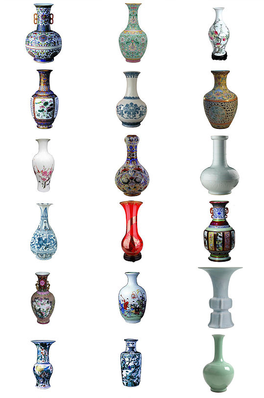 多款中国工艺瓷器免抠PNG透明图片
