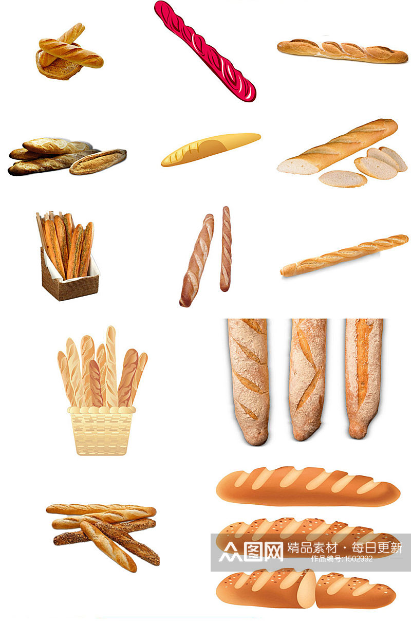 长棍面包免抠图元素图片素材