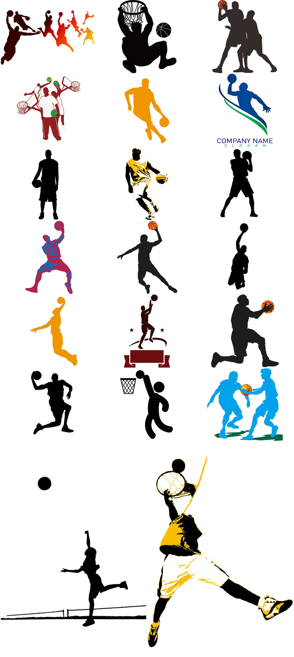 运动人物剪影运动篮球免抠设计元素