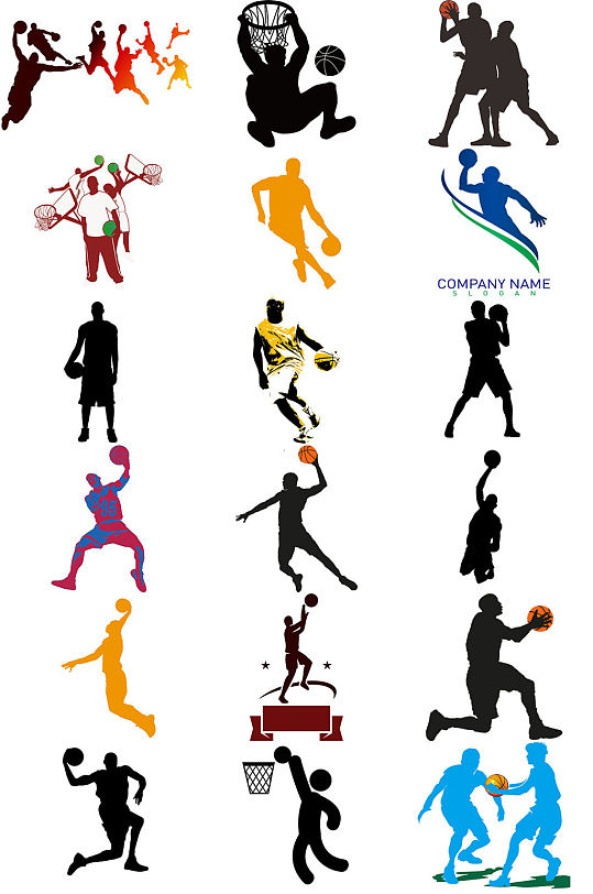 运动人物剪影运动篮球免抠设计元素