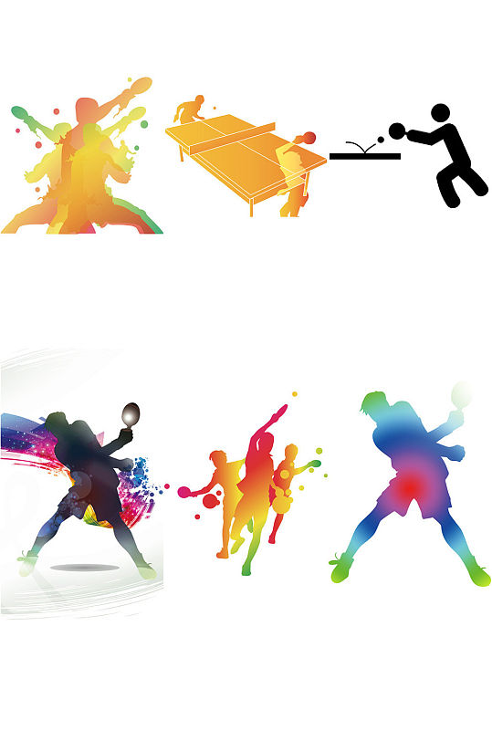 求运动人物剪影乒乓球免抠剪影运动元素图网-众图网
