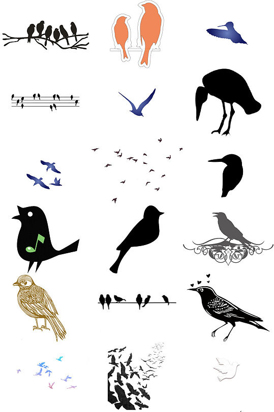 小鸟剪影免抠png素材图片免抠png透明