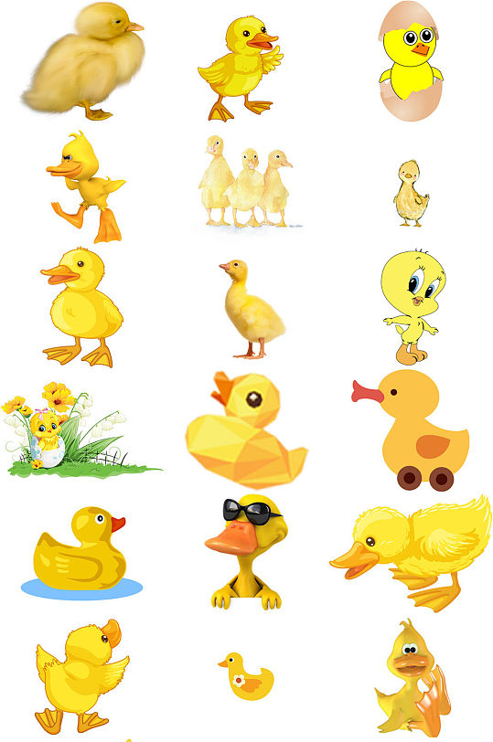 小黄鸭设计元素小黄鸭免抠透明素材