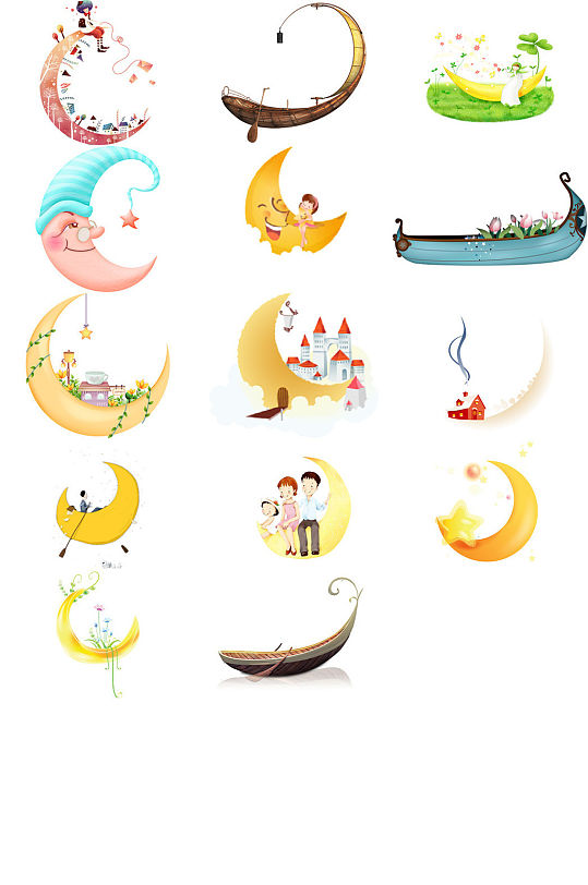 弯弯月亮船免抠png透明素材