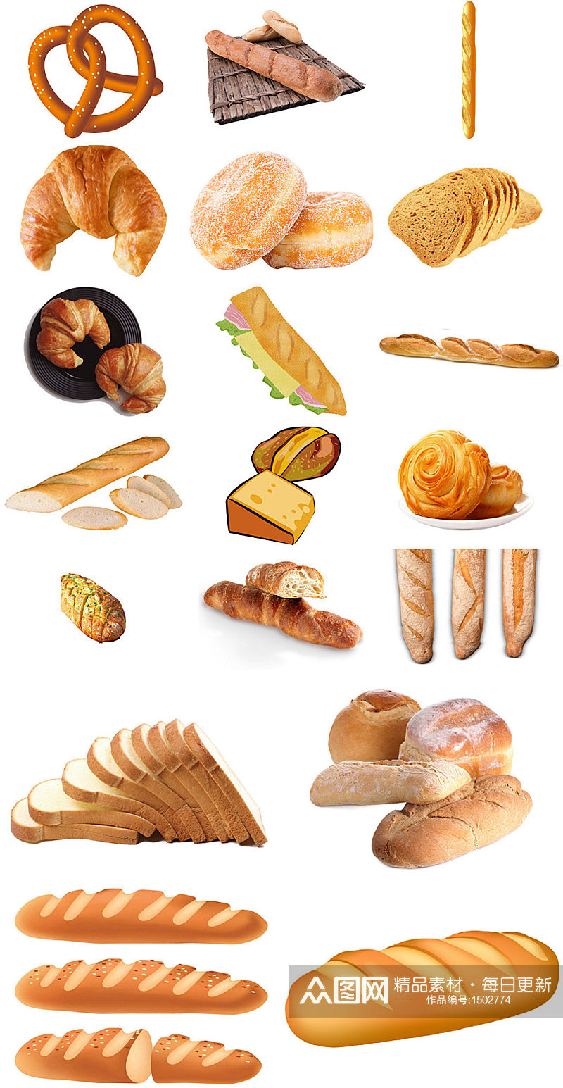 美食法式面包免抠图元素图片素材