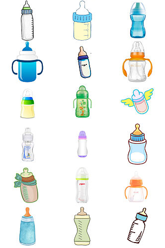 卡通婴儿奶瓶免抠png透明素材