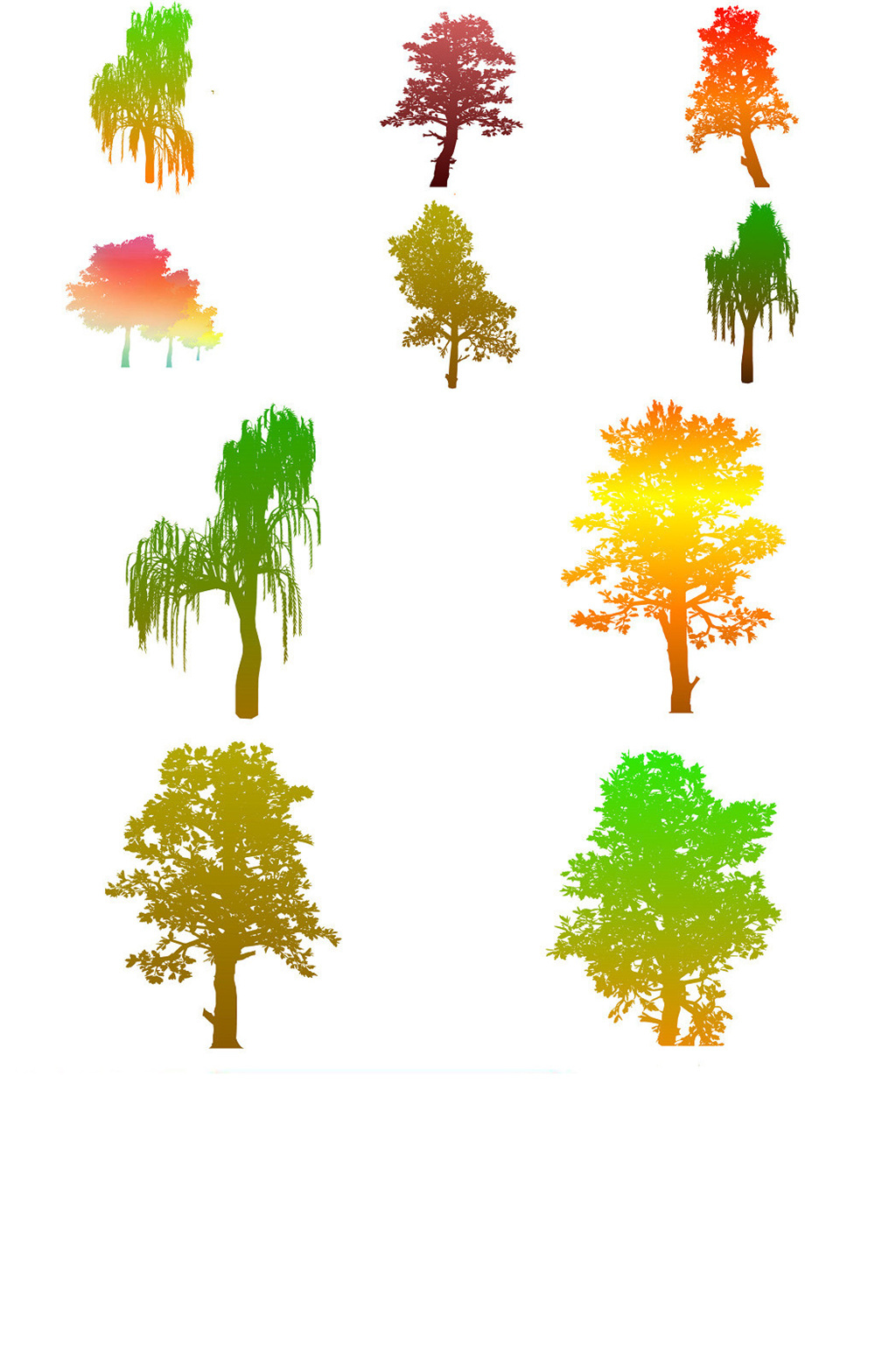 渐变树剪影免抠png透明素材