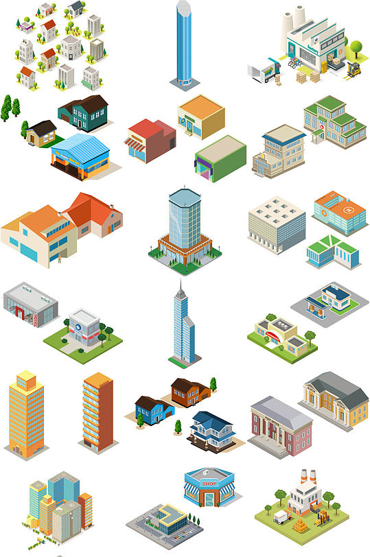 建筑高楼城镇都市免抠透明素材