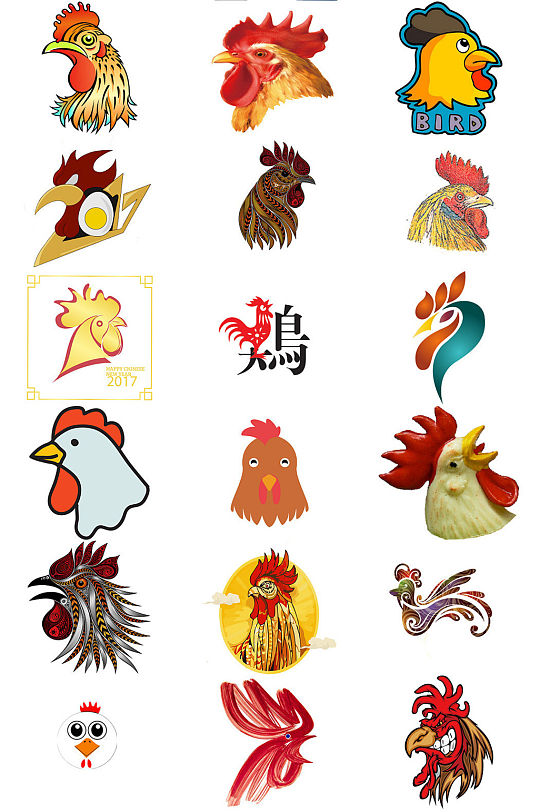 鸡年鸡头素材各种鸡头免抠png元素下载