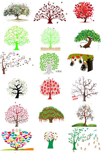 各种许愿树素材许愿树免抠PNG透明素材