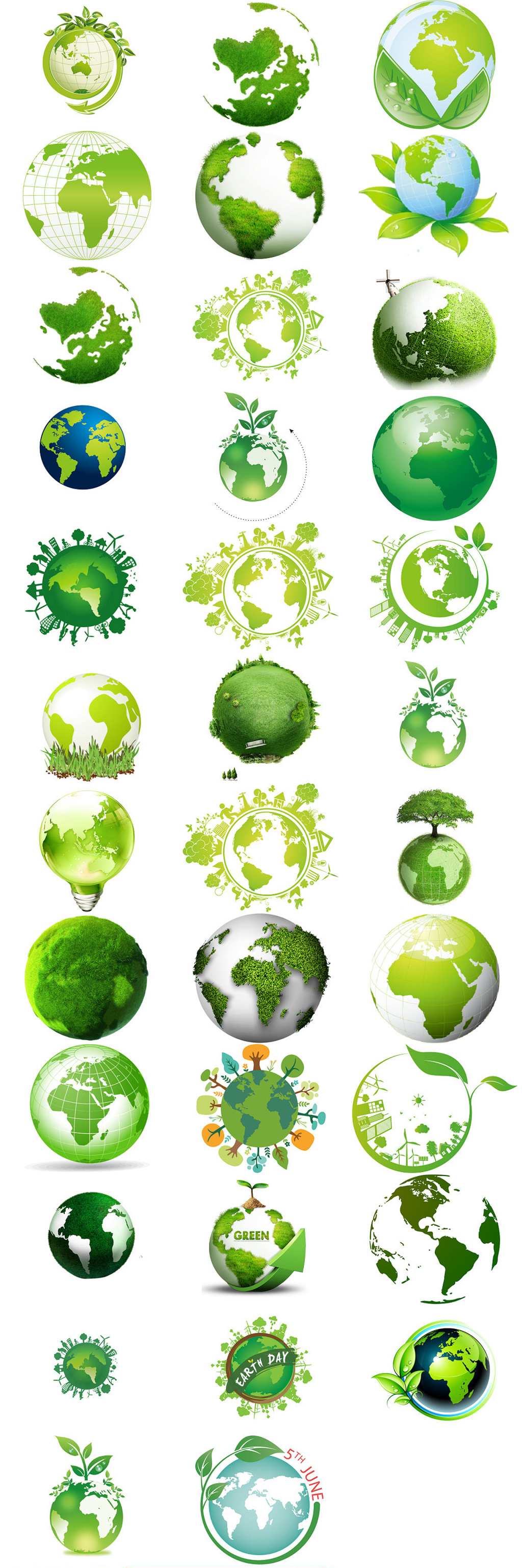 各种绿色地球素材地球png免抠透明素材