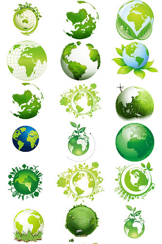 各种绿色地球素材地球PNG免抠透明素材