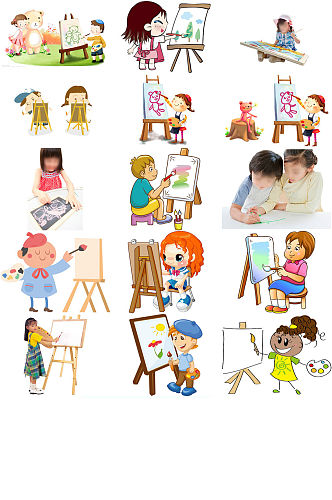 儿童画画素材画画中儿童免抠png透明素材