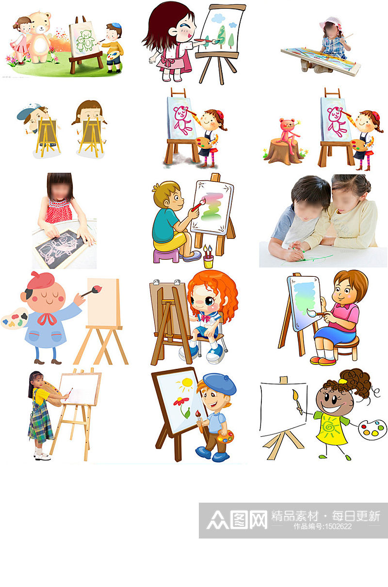 儿童画画素材画画中儿童免抠png透明素材素材