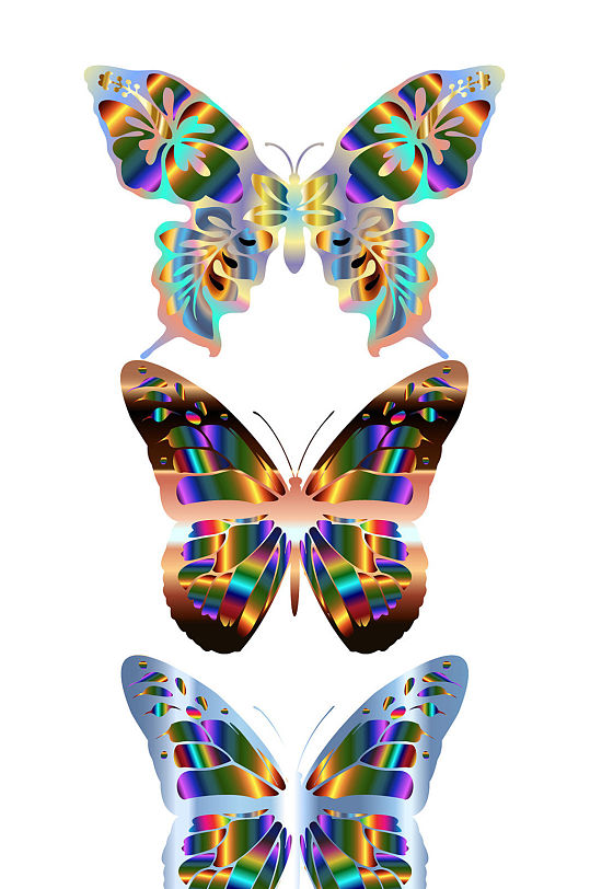抽象彩蝶免抠透明设计素材