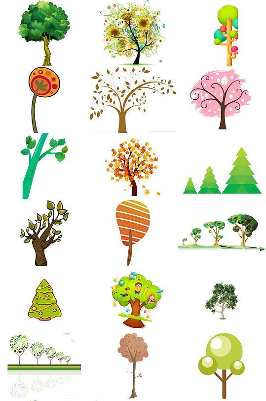 植树节植物素材卡通树免抠设计素材