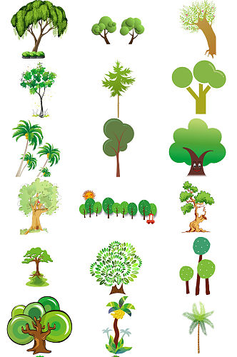 植树节卡通绿树免抠png海报设计素材打包 植树节设计元素
