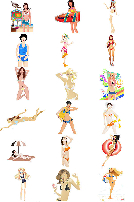 泳装美女海报设计免抠透明素材