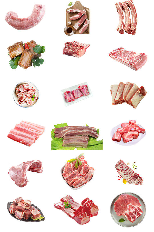 新鲜猪肉排骨海报设计免抠透明素材