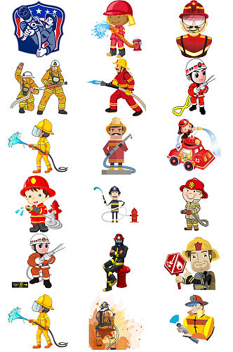 消防员卡通形象免抠设计图素材