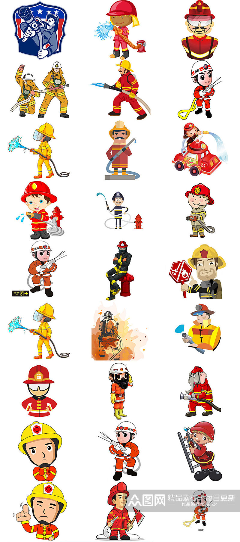 消防员卡通形象免抠设计图素材素材