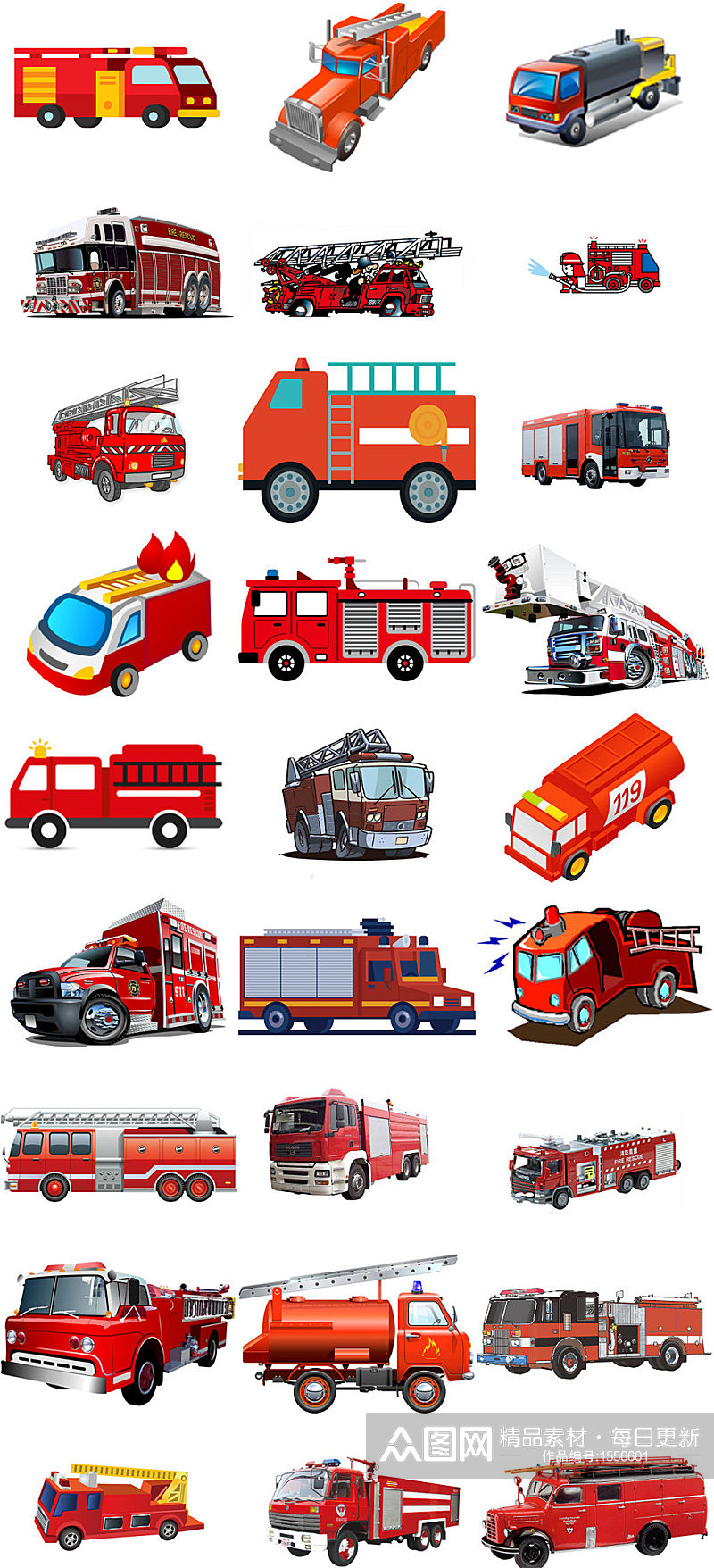 消防工具各种消防车云梯免抠png素材素材