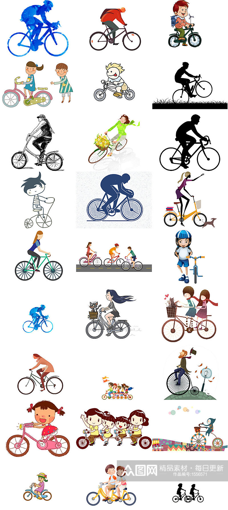 人骑自行车卡通图片设计免抠素材素材
