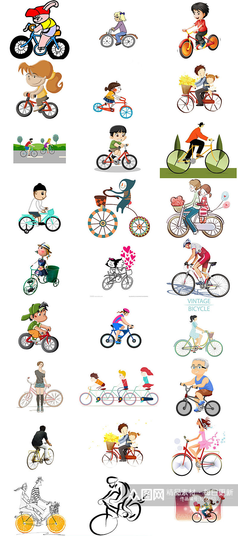 骑自行车免抠图海报素材素材
