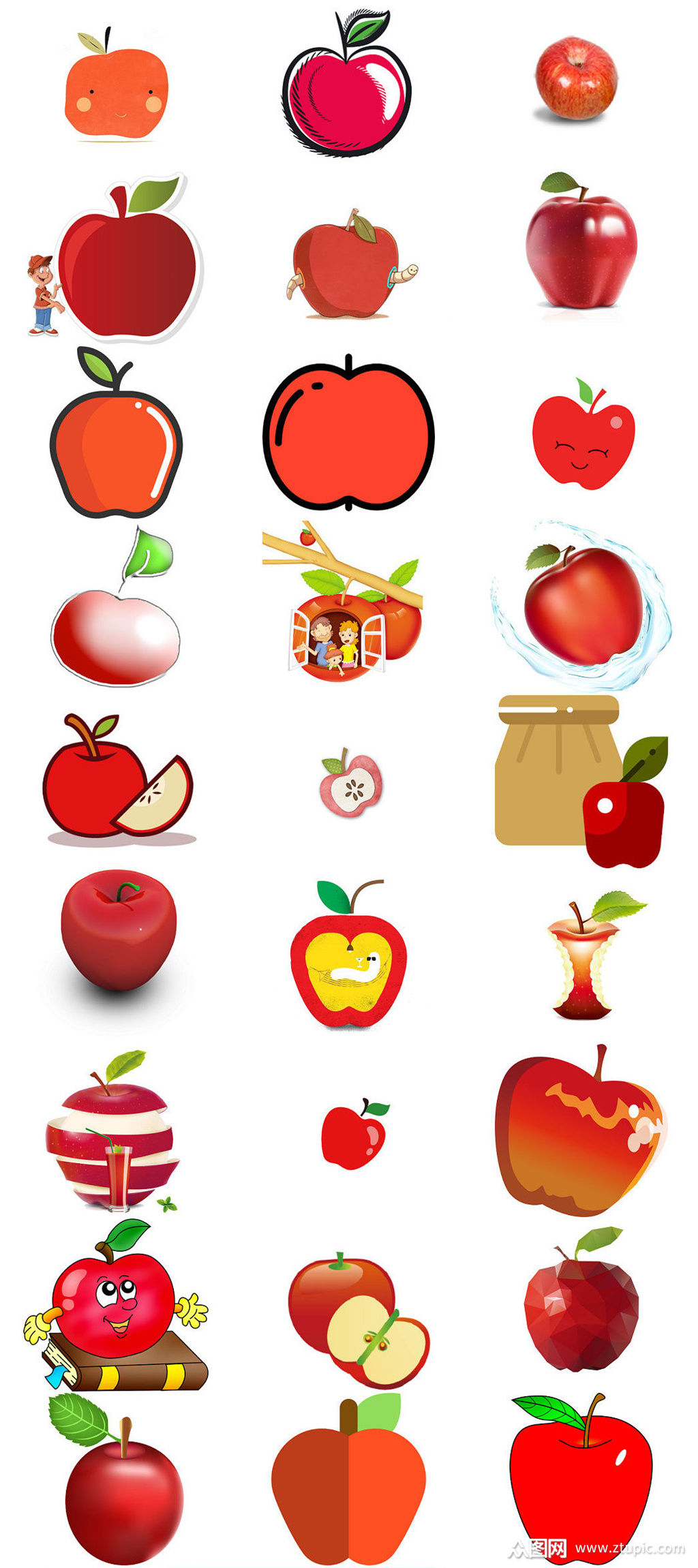 免抠卡通红苹果海报设计素材