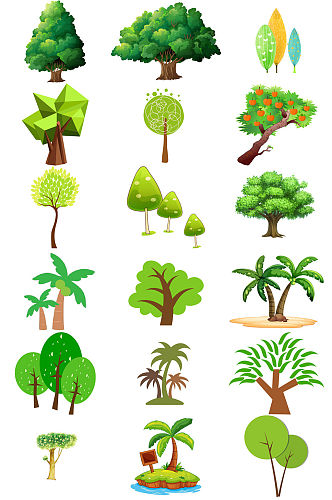 绿树卡通素材卡通绿树免抠png设计素材