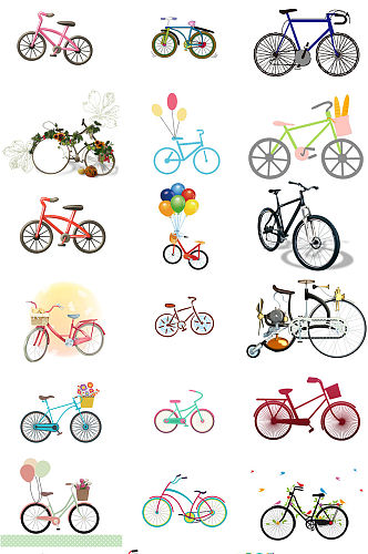 可爱学生卡通自行车单车免抠图素材