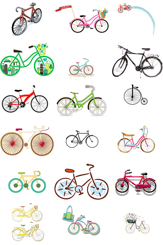 可爱卡通自行车单车免抠图海报素材