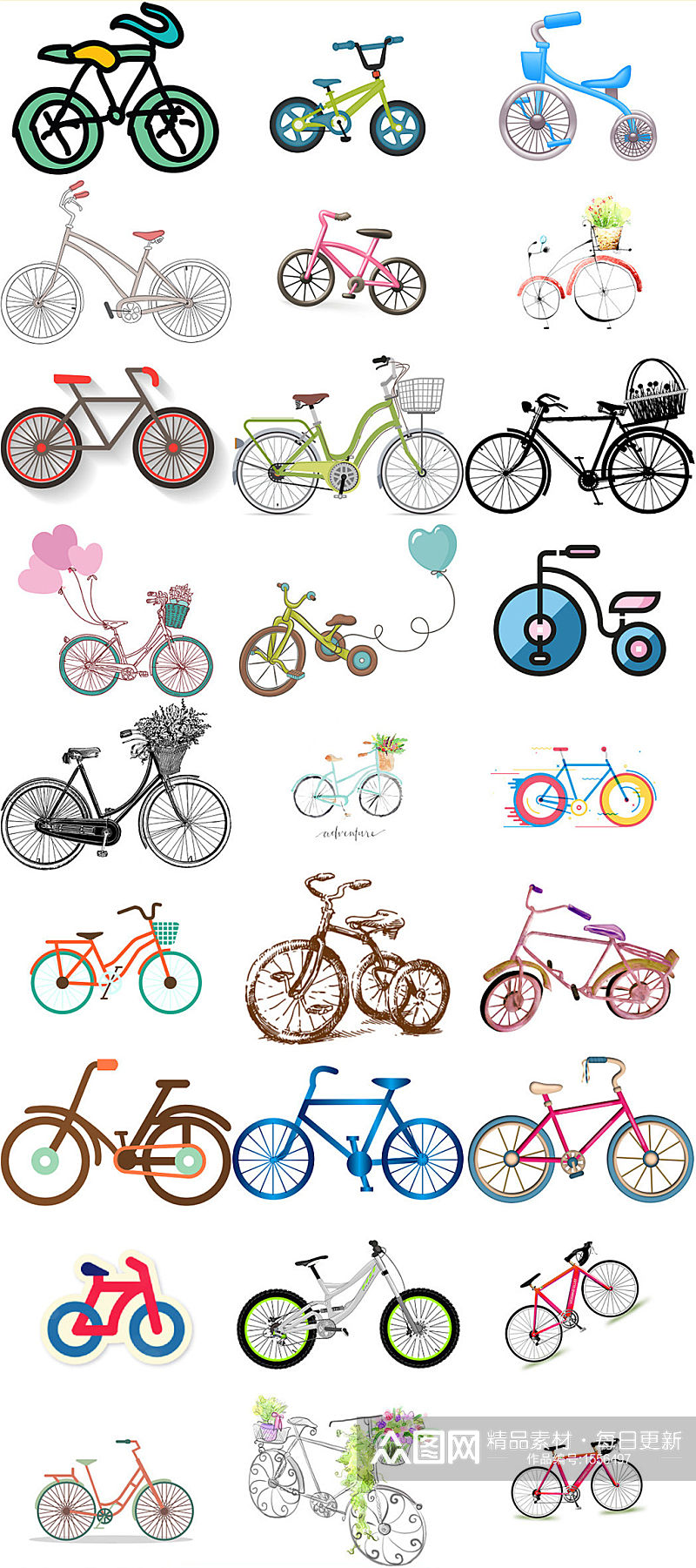 卡通自行车免抠png透明素材素材