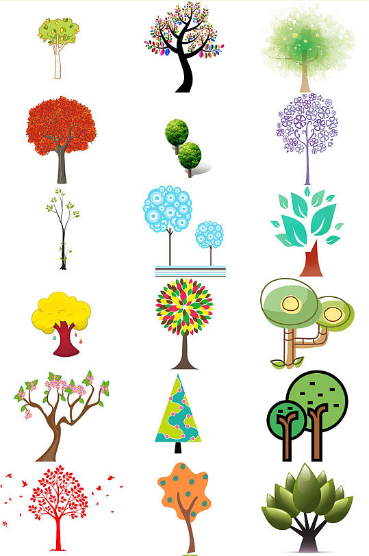 卡通植物树免抠png透明素材集