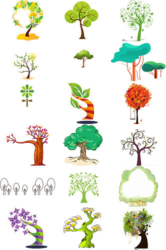 卡通小树大树免抠png设计素材图片
