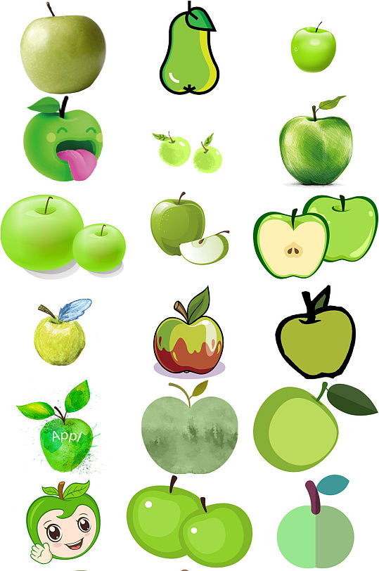 卡通青苹果免抠海报设计素材