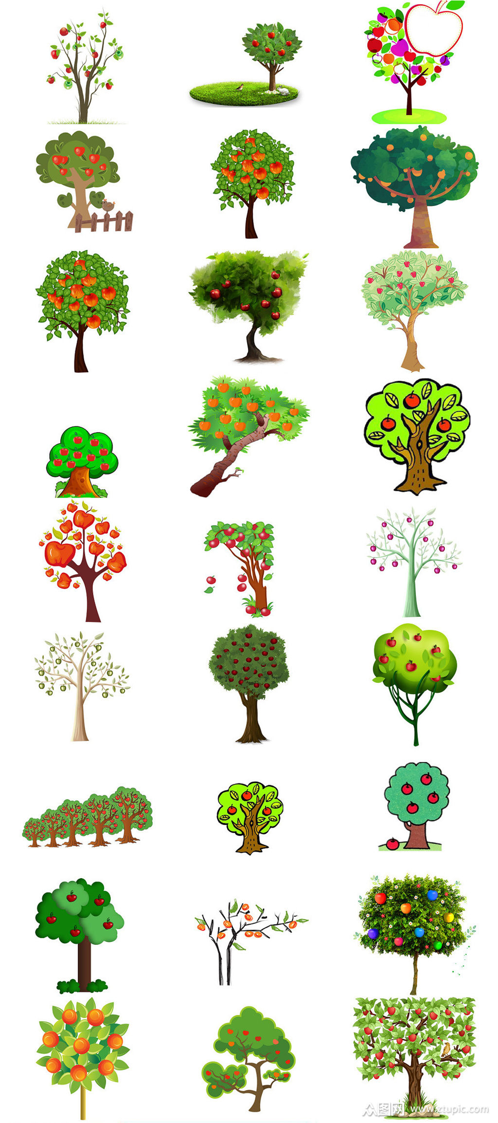 卡通苹果树免抠png设计素材模板下载-编号1556474-众图网